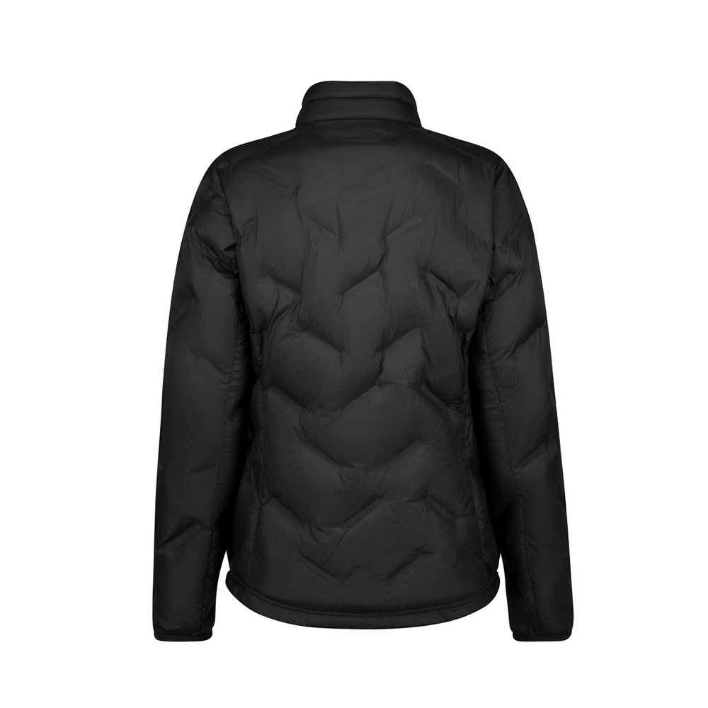 Womens Quantum Puffer black quilted jacket with hood and zipper