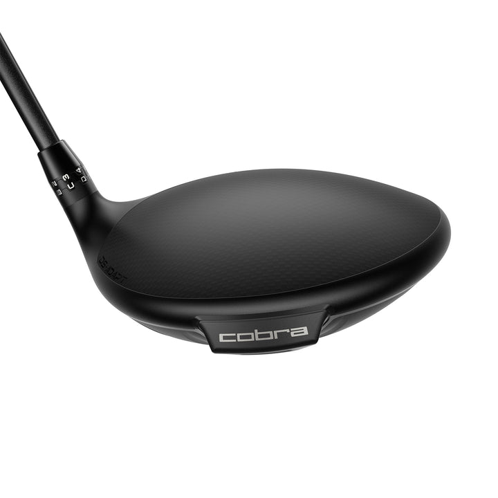 Black cobra golf club head with sleek design and matte finish.