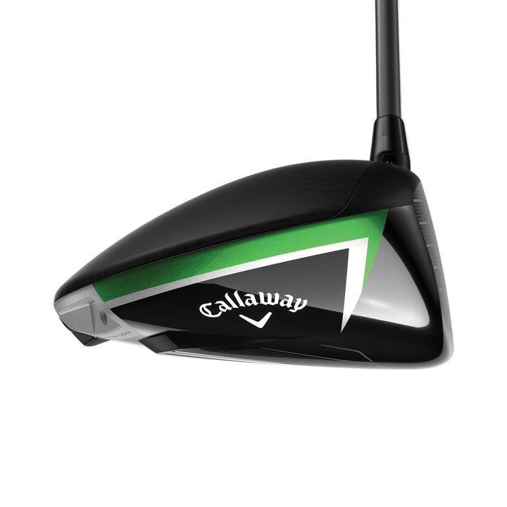 Callaway black and green driver golf club head.