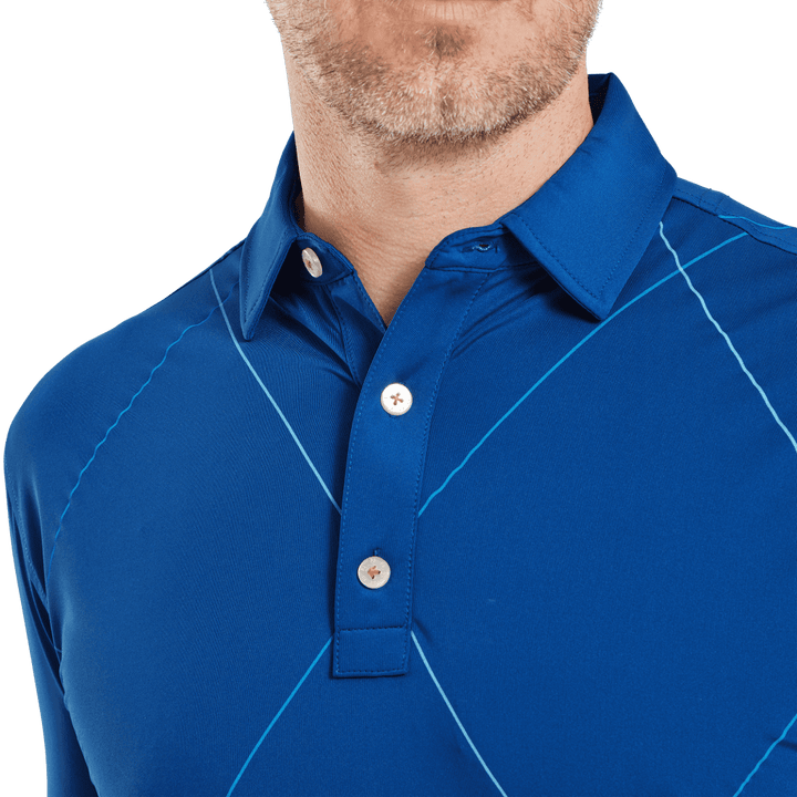Footjoy Men`s Golf Shirt | EU Raker Print | Deep Blue