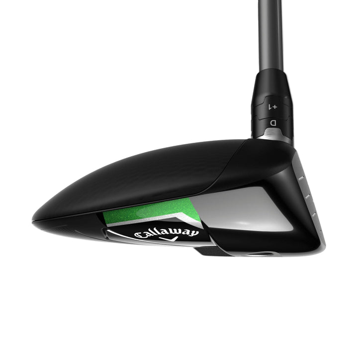 Callaway black and green driver golf club head with white text.