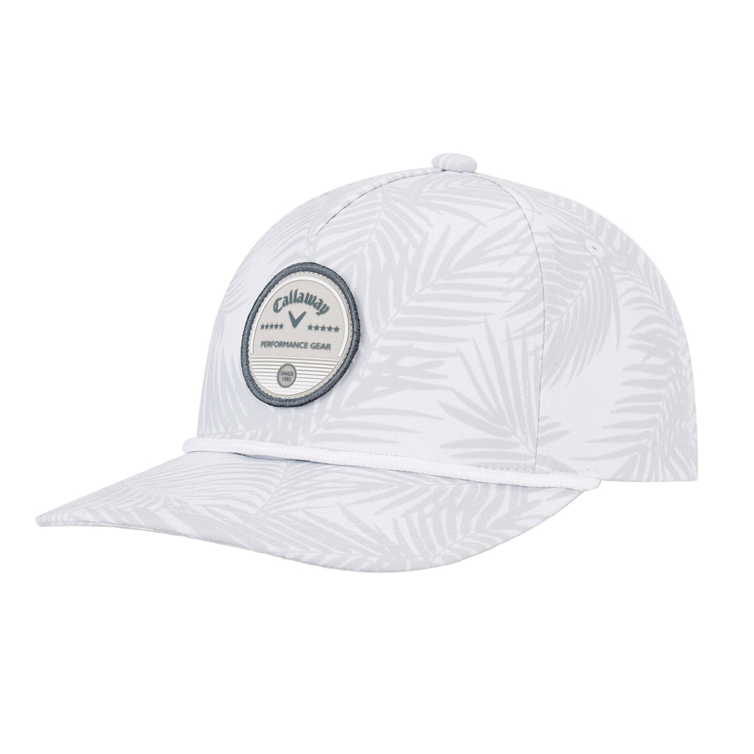 White palm leaf patterned golf cap with callaway logo.