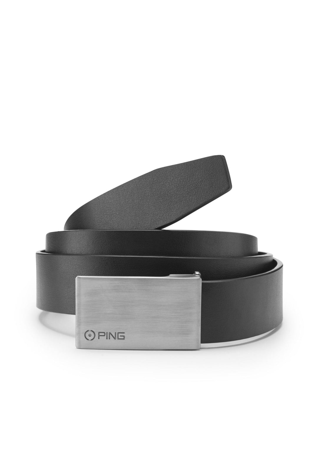 Ping black leather belt with silver buckle