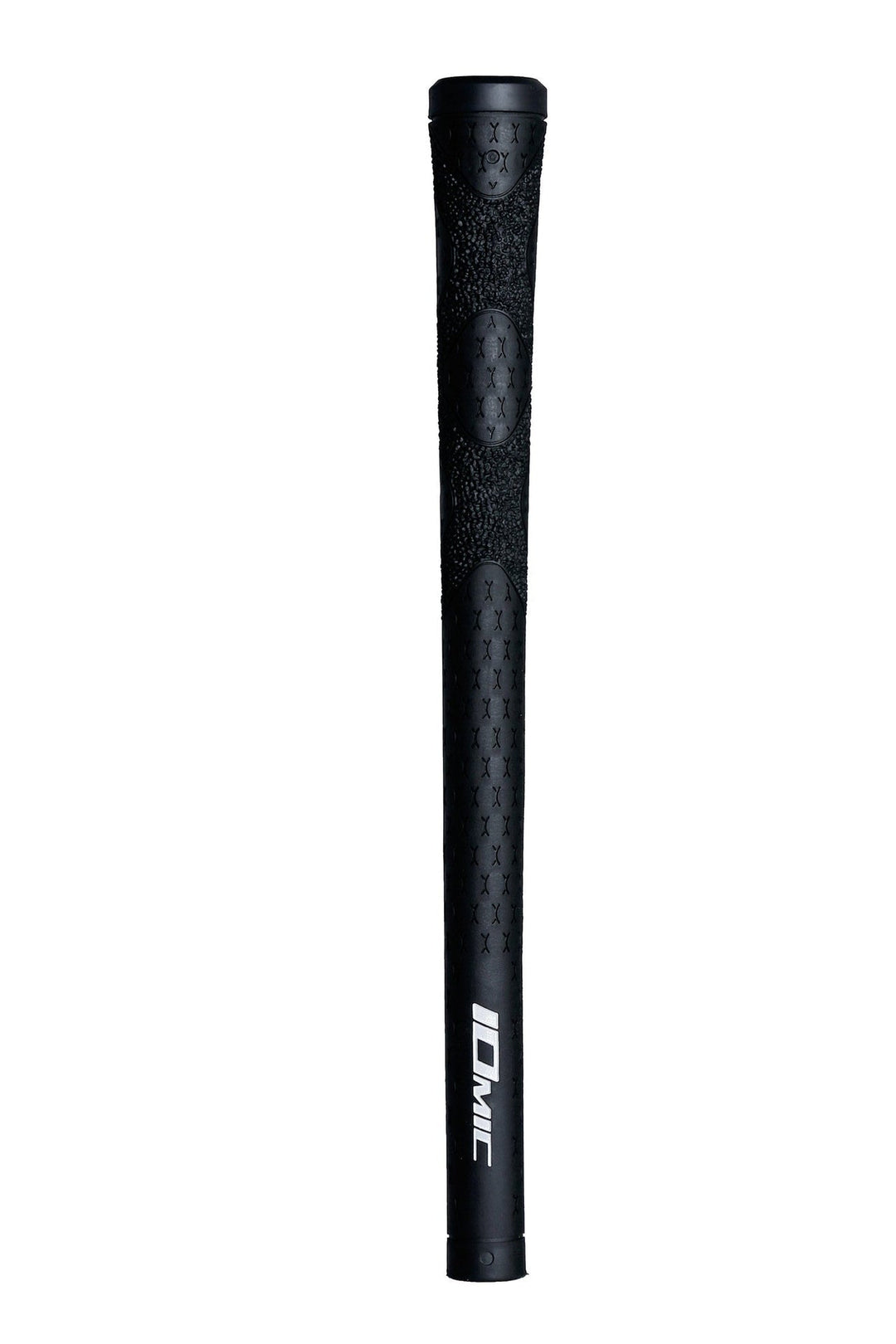 Black idmac golf club grip with textured surface and brand logo.