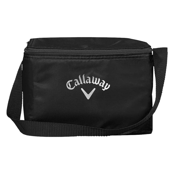 Black callaway cooler bag with white logo and strap.