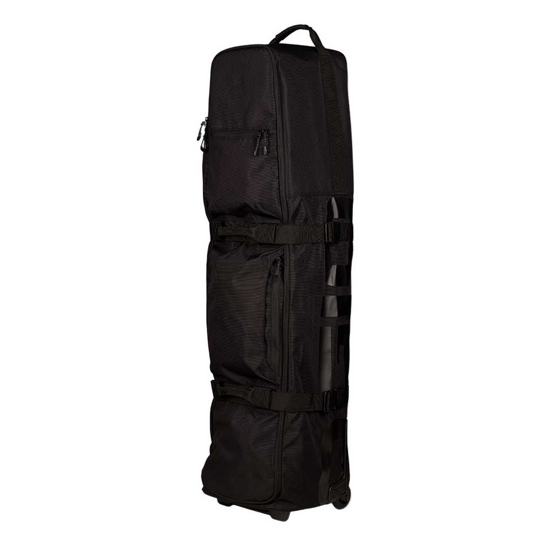 Black Ogio Alpha Travel Cover Mid rolling golf bag with wheels and compartments