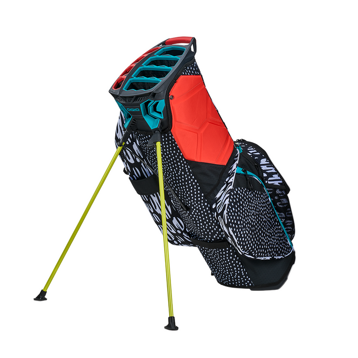Ogio Woode Hybrid Stand Bag in 2019 Callaway Hyper Dry with red black geometric pattern