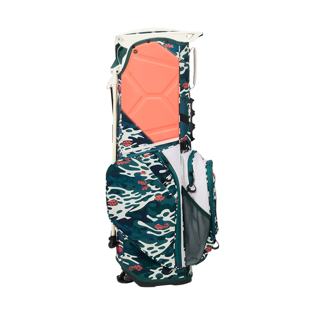 Ogio Woode Hybrid Stand Bag in Wave Camo with green white floral design