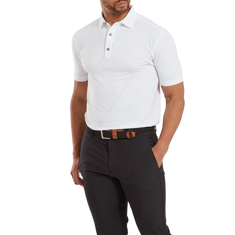 Footjoy Men`s Golf Shirt | EU Raker Print | White