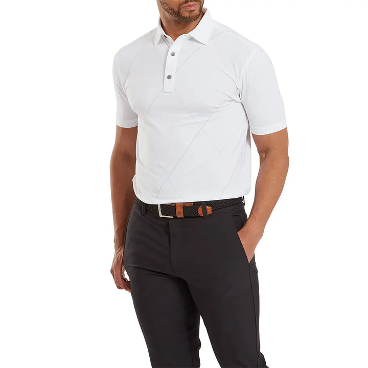 Footjoy Men`s Golf Shirt | EU Raker Print | White