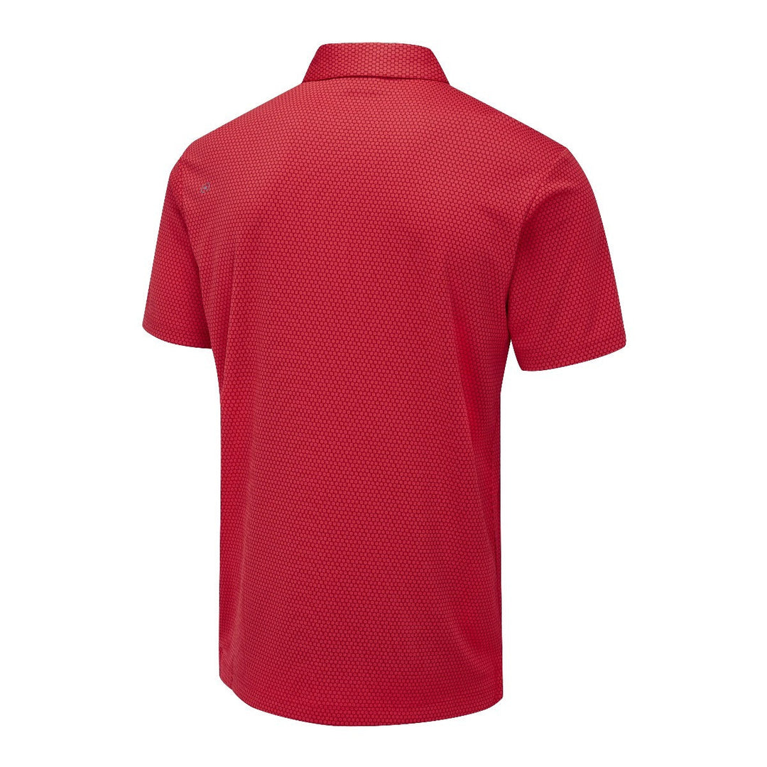 Red Ping Halcyon mens golf polo shirt with white dots