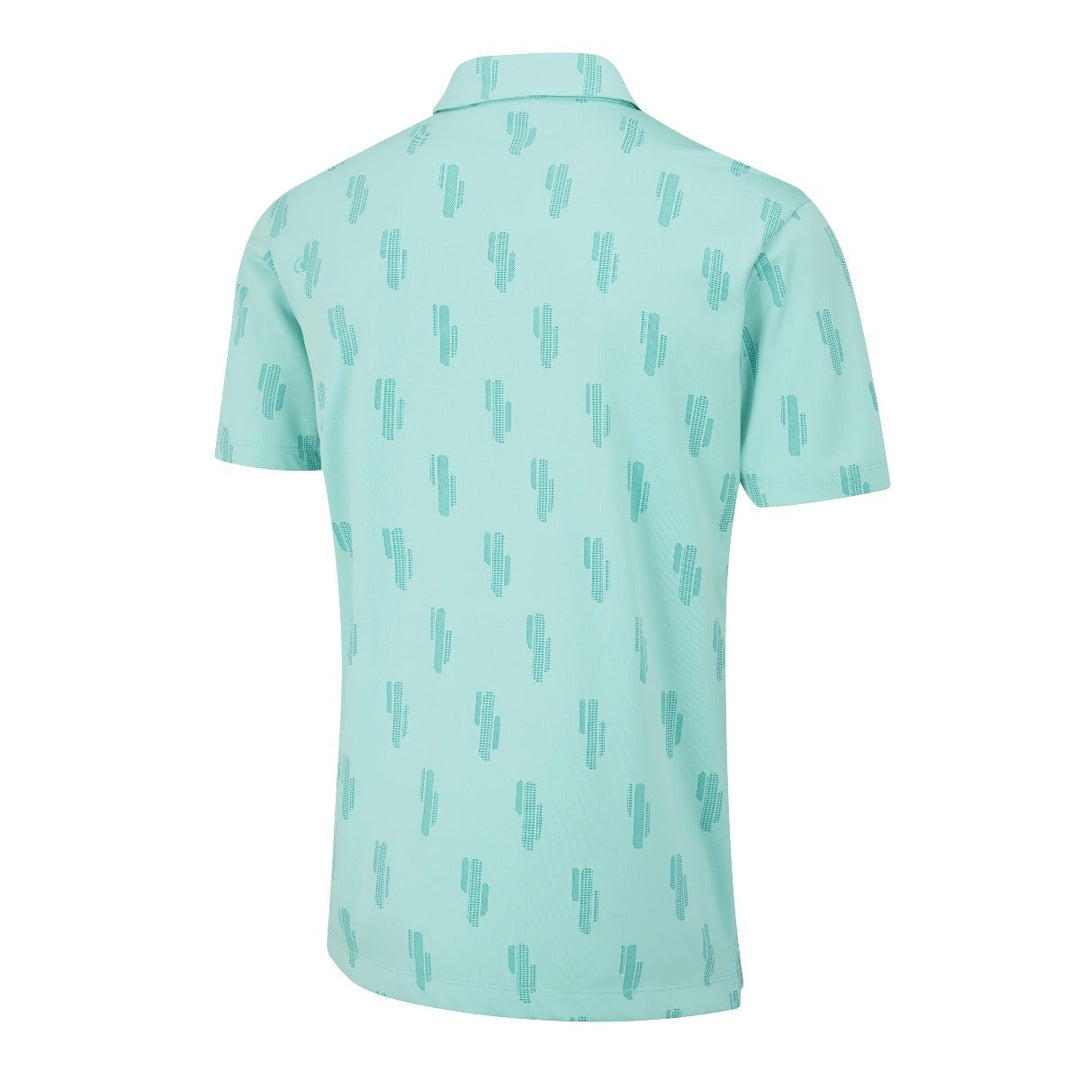 Mint green cactus print Ping Arizona polo shirt in Aruba Blue