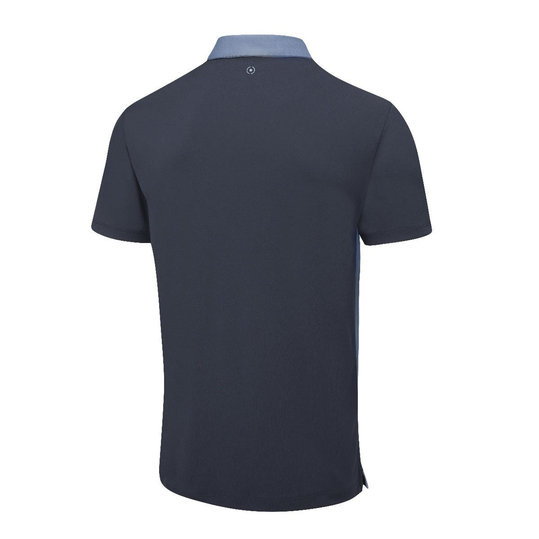 Navy blue Ping Bodi Polo shirt with light blue accents, cotton golf shirt