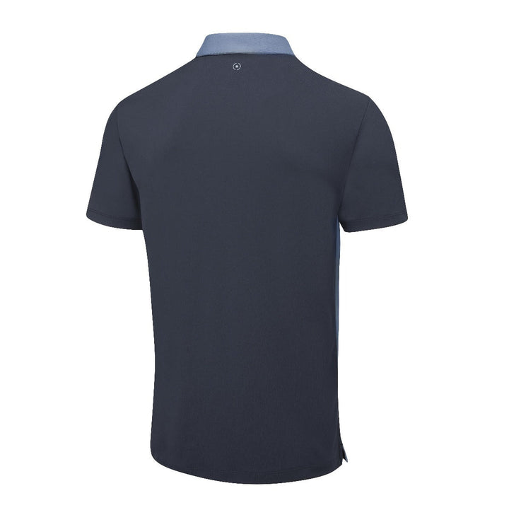 Navy blue Ping Bodi Polo shirt with light blue accents, cotton golf shirt