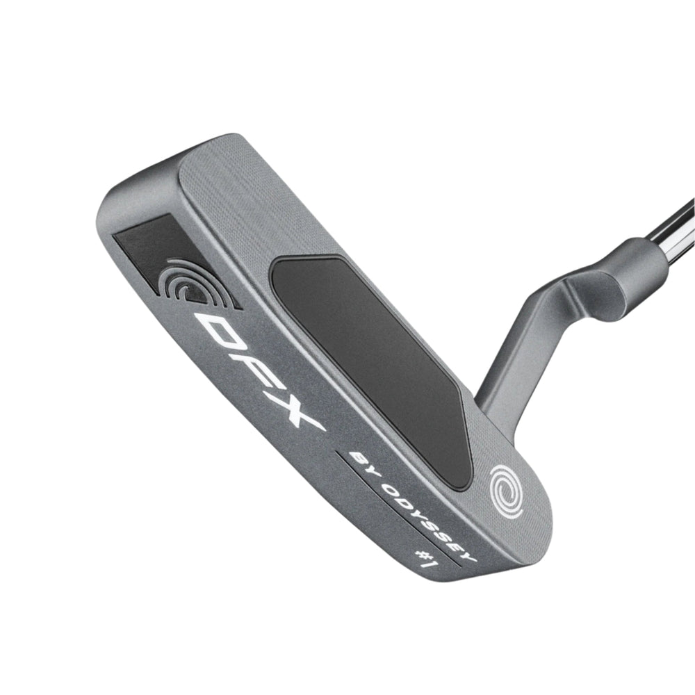 Dfx golf putter with black and silver accents, featuring a sleek design.