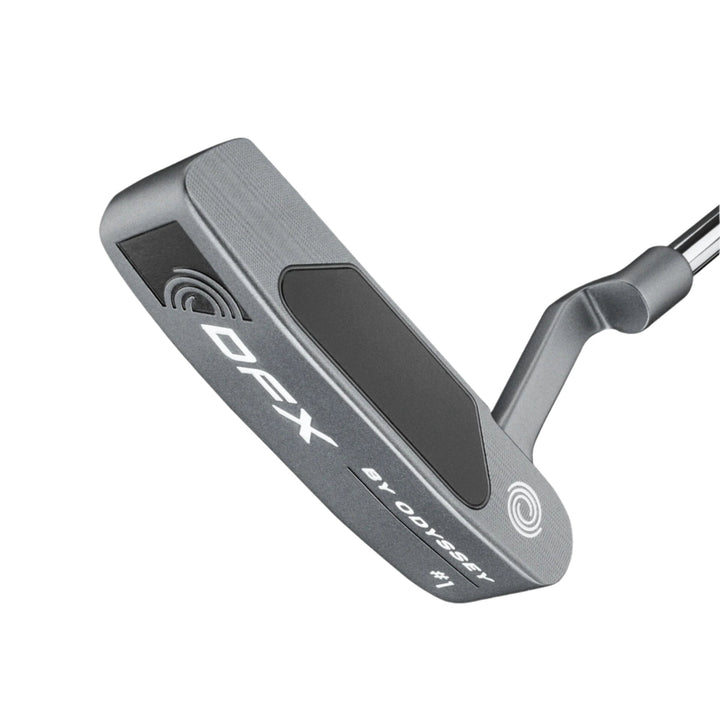 Dfx golf putter with black and silver accents, featuring a sleek design.
