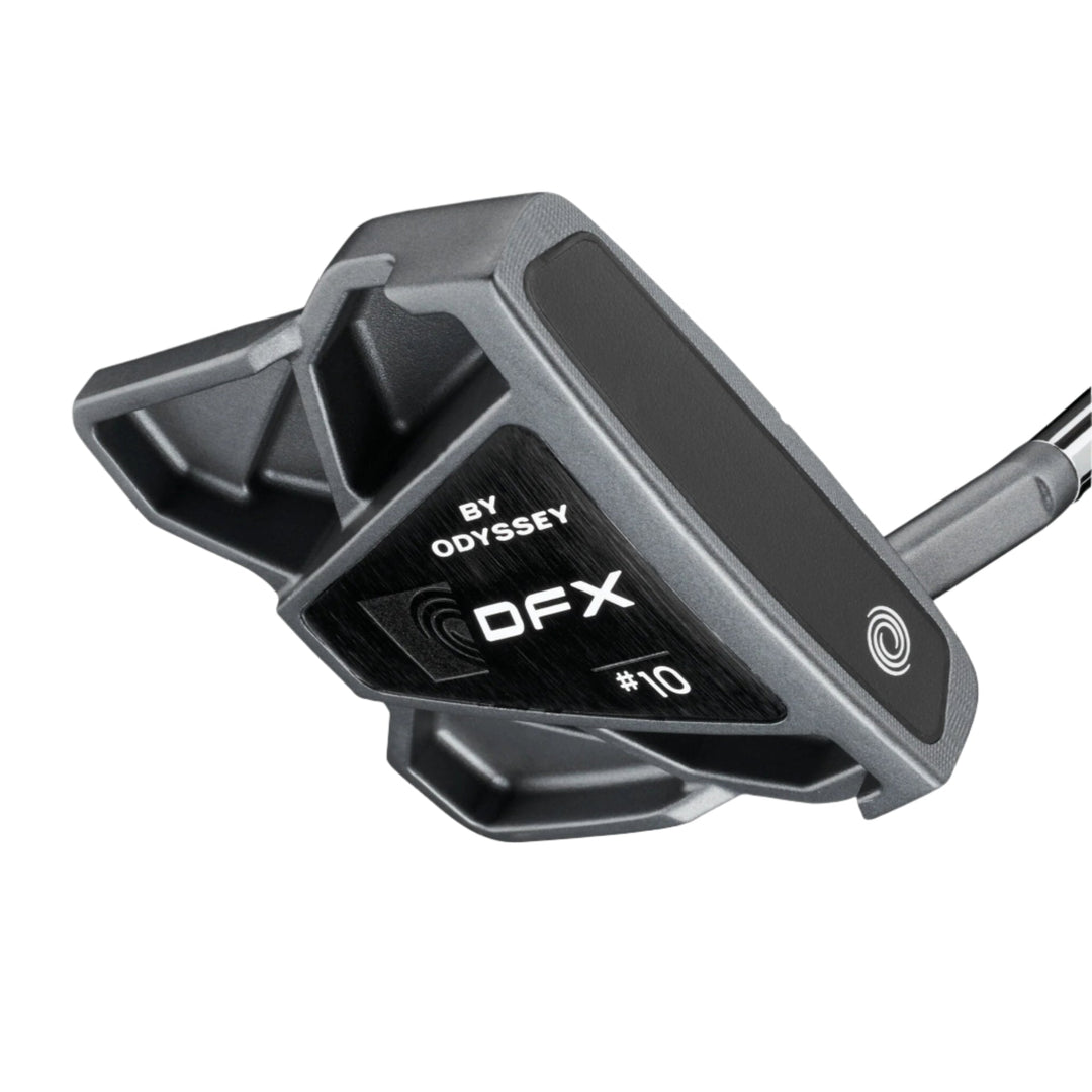 Odyssey dfx #10 putter with black and silver accents, featuring a sleek design.