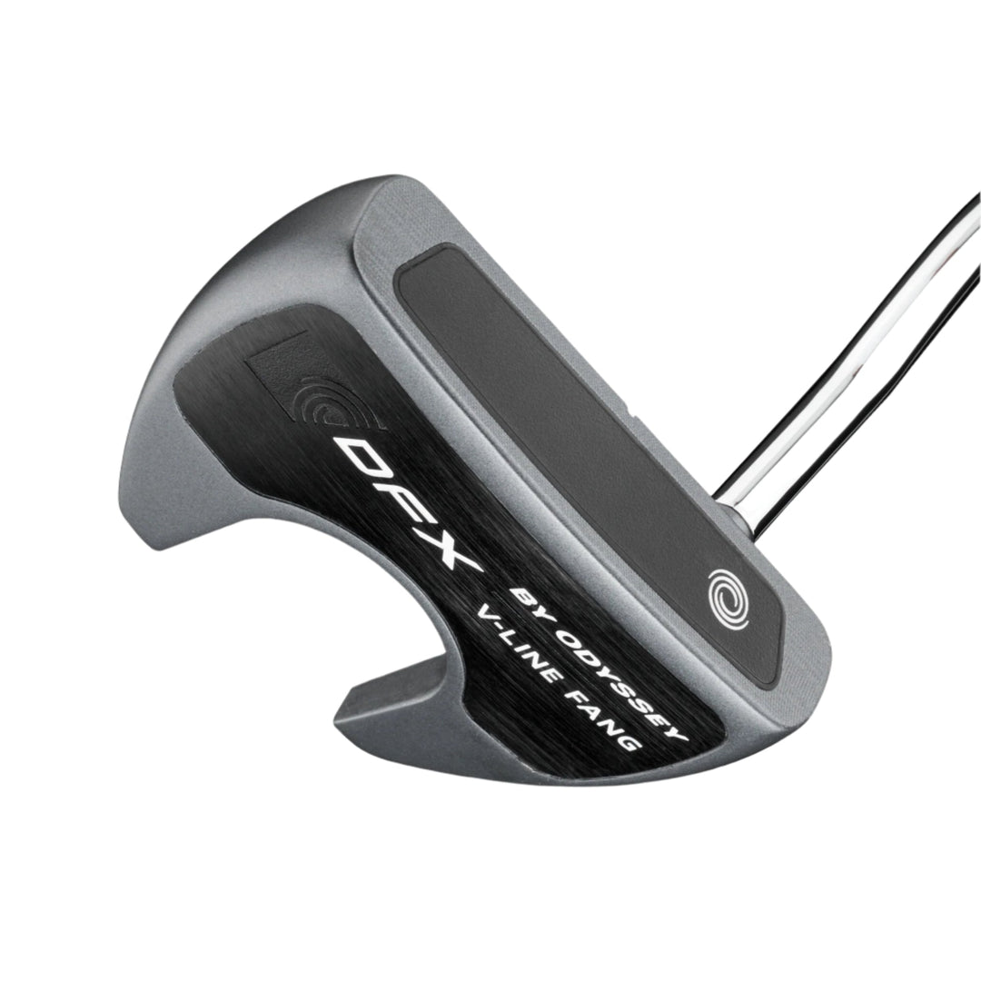 Odyssey dfx v-line fang putter, black and silver design with a sleek modern look.