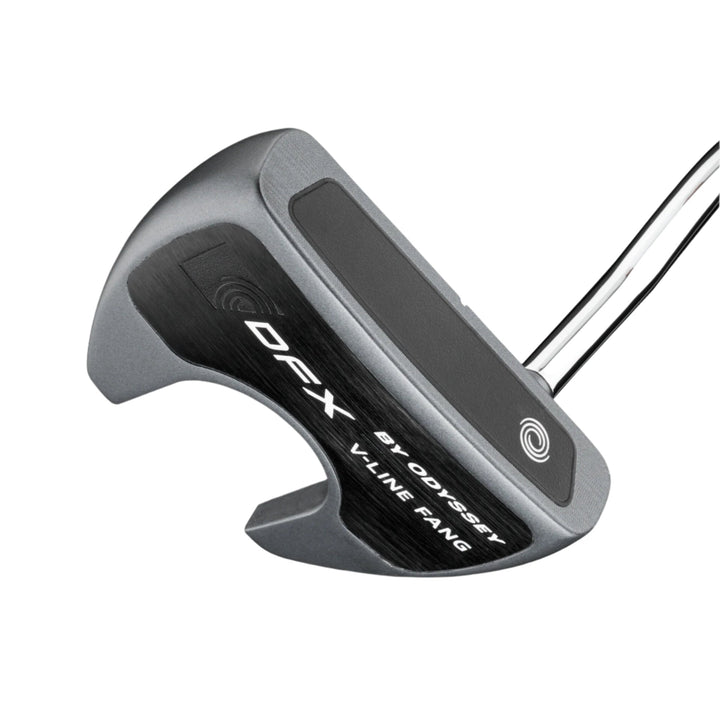 Odyssey dfx v-line fang putter, black and silver design with a sleek modern look.
