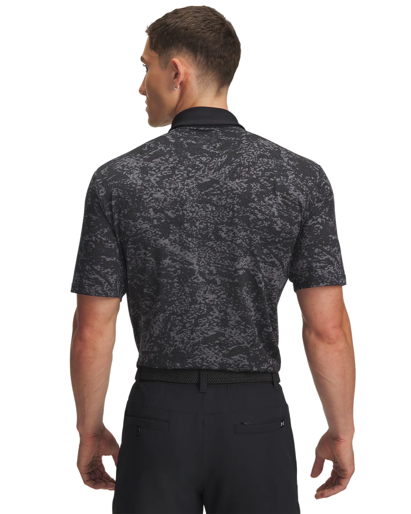 Under Armour Men's Golf Shirts | 3.0 Printed Polo | Black/Dark Grey