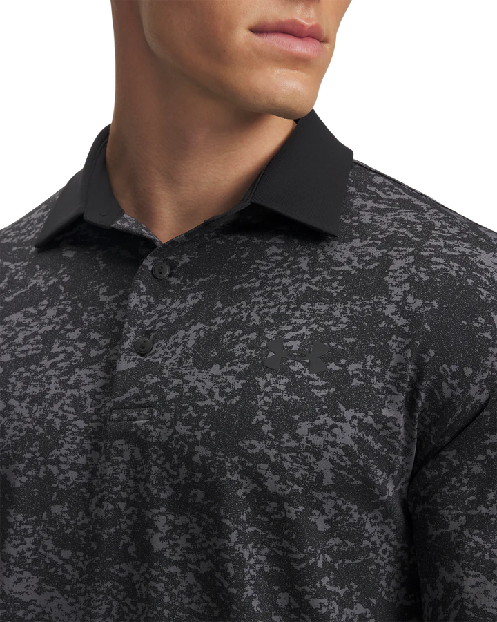 Under Armour Men's Golf Shirts | 3.0 Printed Polo | Black/Dark Grey