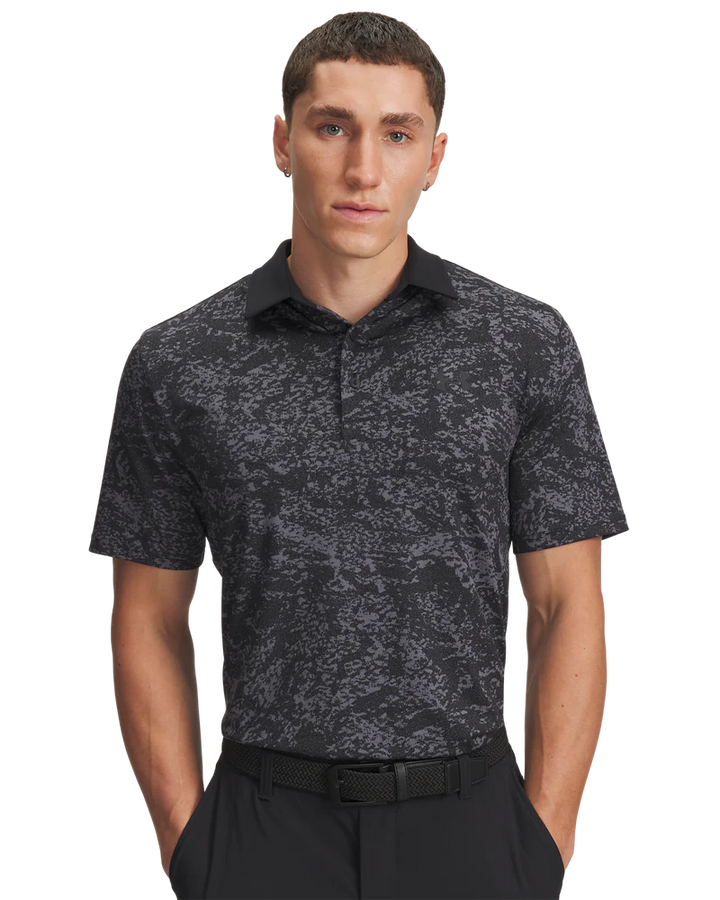 Under Armour Men's Golf Shirts | 3.0 Printed Polo | Black/Dark Grey