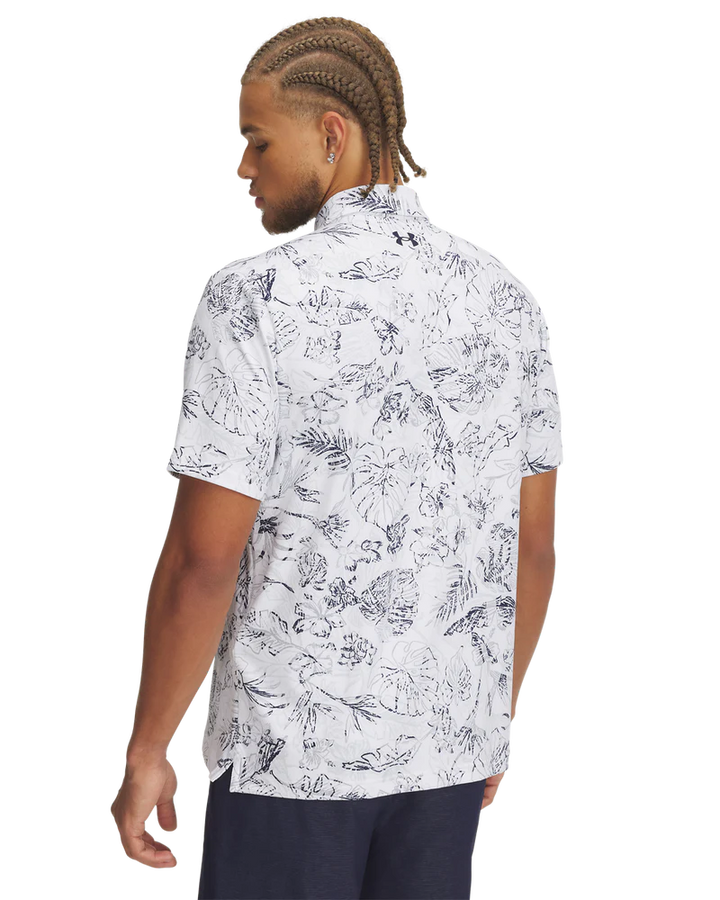 Under Armour Men's Golf Polo | 3.0 Printed Polo | White/Navy/Grey