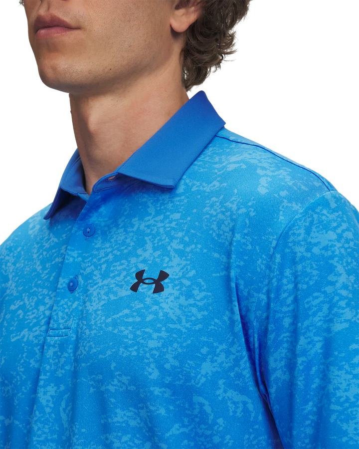 Under Armour Men's Golf Polo | Playoff 3.0 Printed Polo | Blue Atlantis