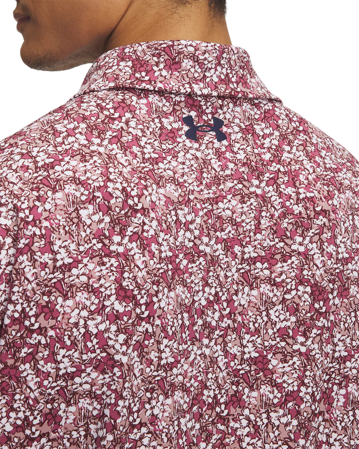 Under Armour Men's Golf Polo | Playoff 3.0 Printed Polo | Tourmaline Pink