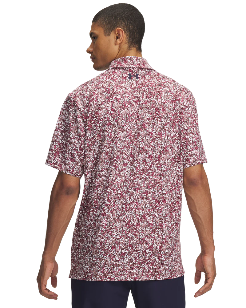 Under Armour Men's Golf Polo | Playoff 3.0 Printed Polo | Tourmaline Pink