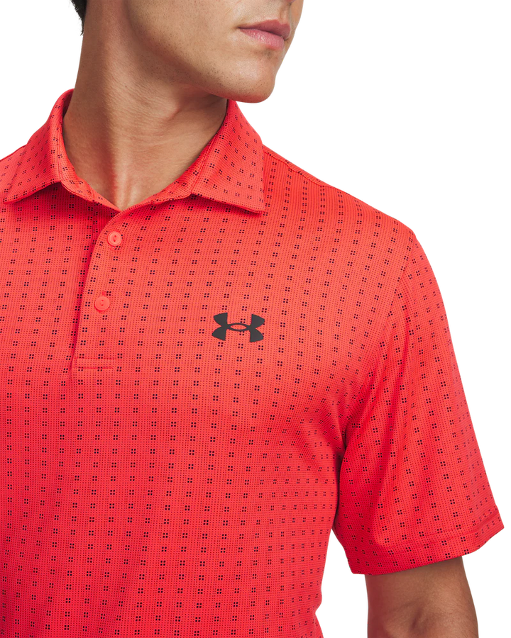 Under Armour Men's Golf Polo | Playoff 3.0 Printed Polo | Racer Red