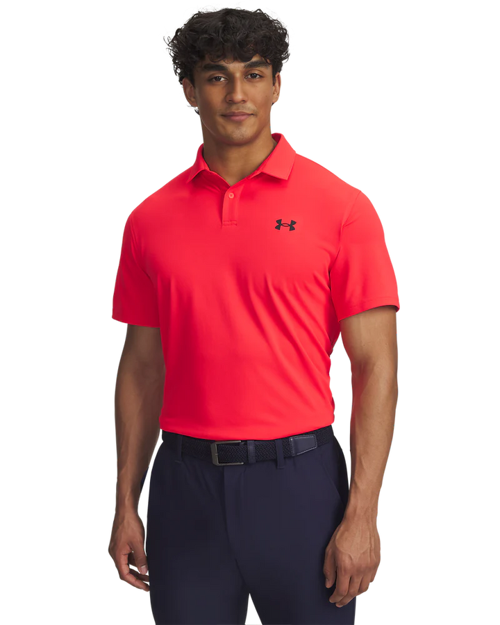 Under Armour Men's Golf Shirt | T2G Pique Polo | Racer Red