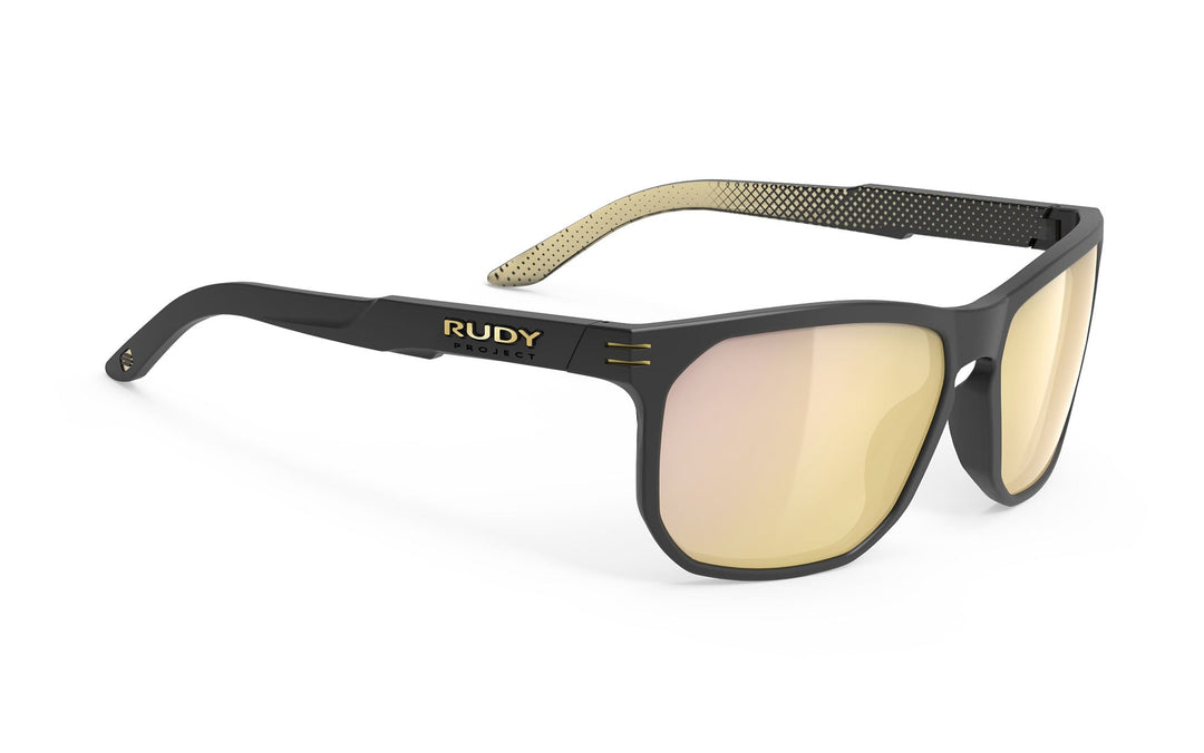 Black and gold gradient Rudy Project Soundrise sunglasses with mirrored lenses