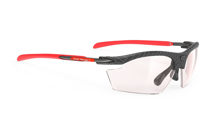 Rudy Project Rydon black and red carbon fiber frame glasses with clear lenses