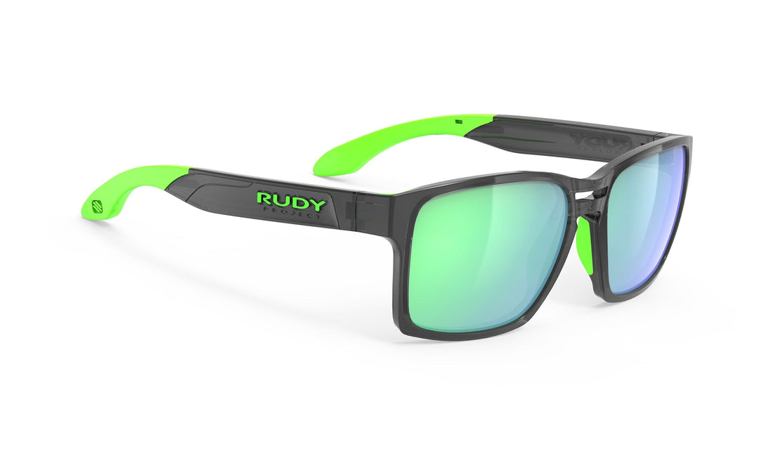 Black and neon green Rudy Project Spinair 57 sunglasses with mirrored lenses