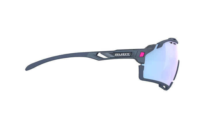 Black and white Rudy Project Cutline cycling sunglasses with blue lenses