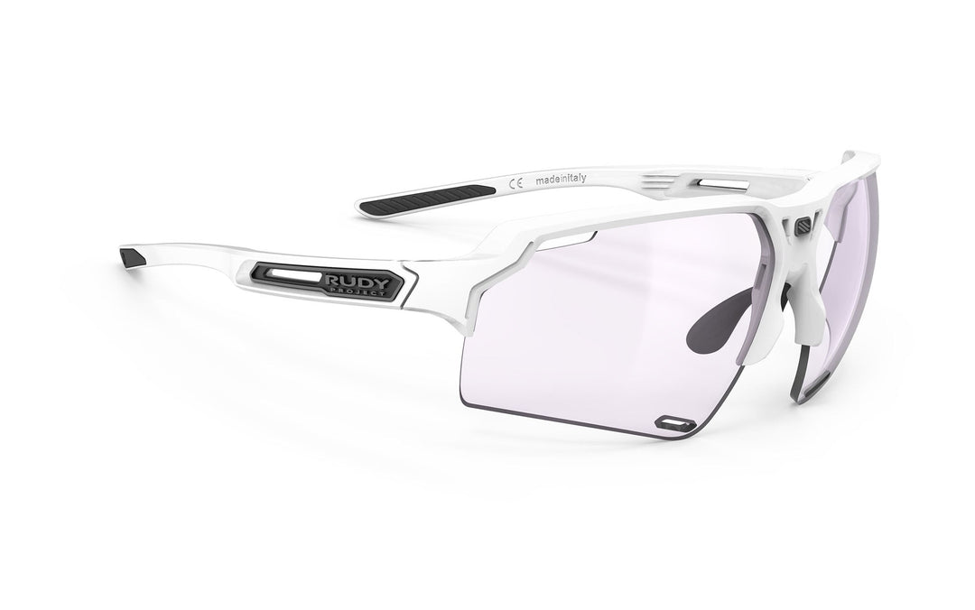 White and clear Rudy Project DELTABEAT sunglasses with interchangeable lenses