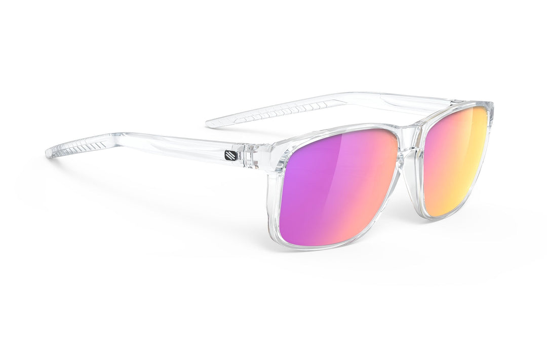 Rudy Project Overlap clear sunglasses with pink mirrored lenses and skull arms