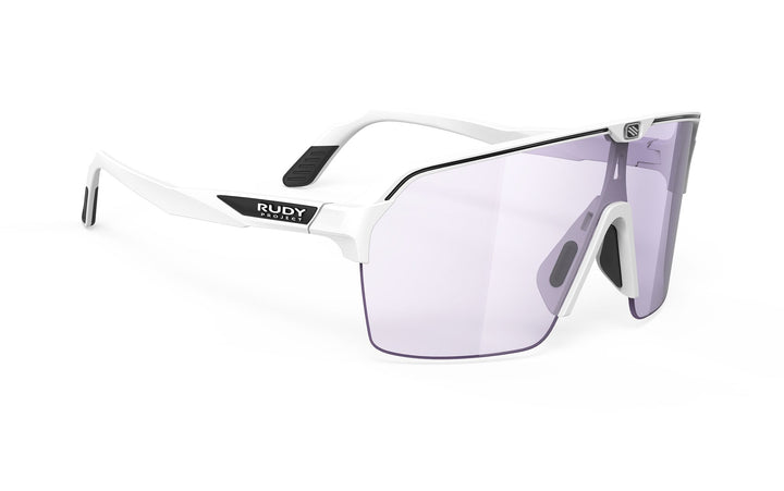 White and black Rudy Project SPINSHIELD AIR sunglasses with purple lenses