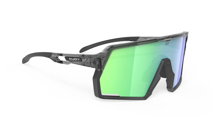 Rudy Project Kelion black and green mirrored cycling sunglasses with carbon fiber frame