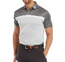 Footjoy Mens Golf Shirt | Heather Colour Block Lisle | White-Charcoal.webp