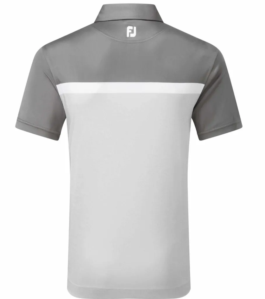 Footjoy Mens Golf Shirt | Heather Colour Block Lisle | White-Charcoal..webp