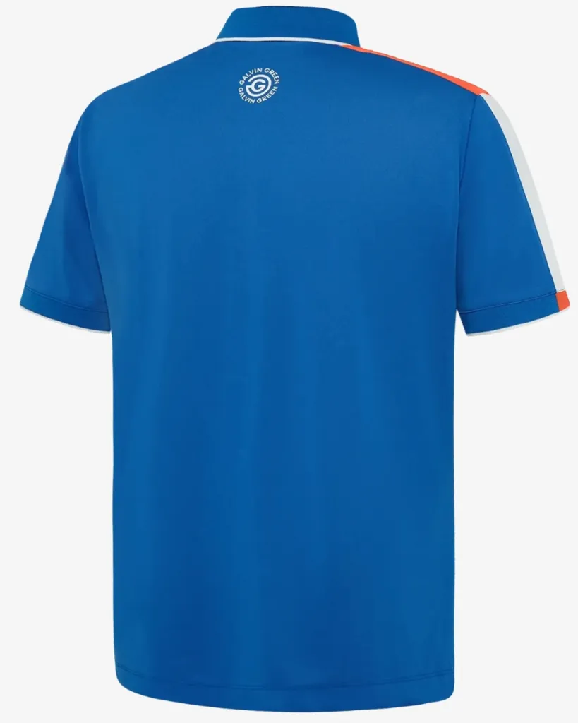 Galvin Green Mens Golf Shirt | Mulligan | Royal Blue-Orange..webp