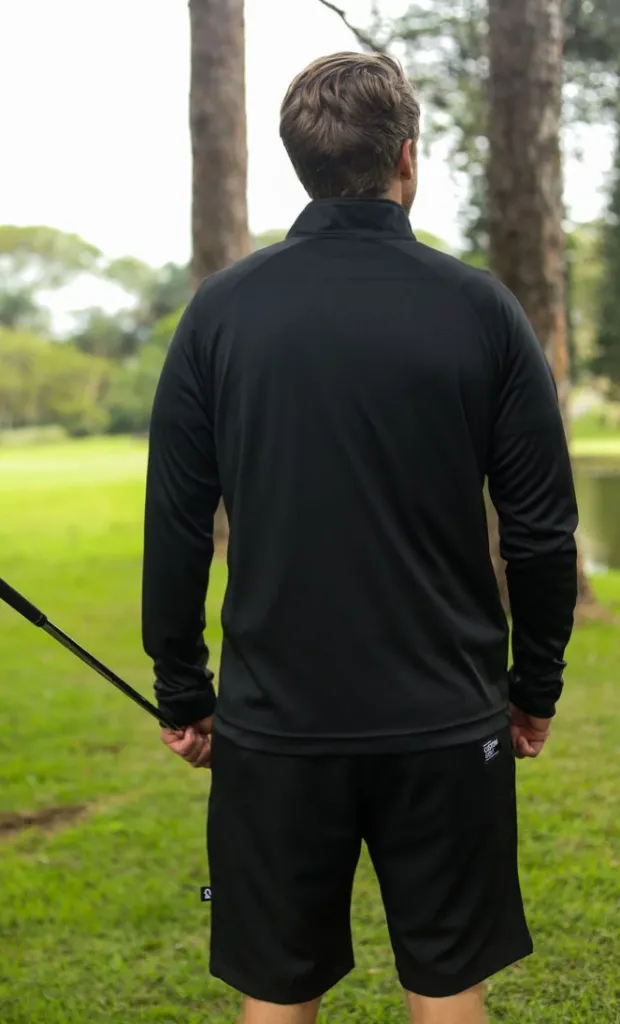 Custom Apparel Mens Golf Pullover | Quarter Zip | Black..webp