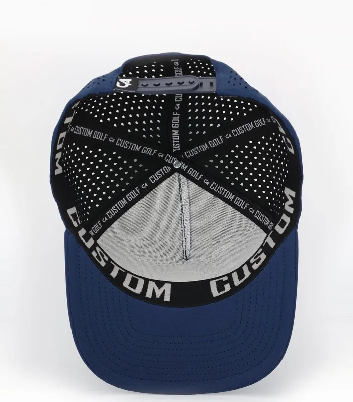 Custom Apparel Performance Peak Caps | Round Badge | Navy..webp
