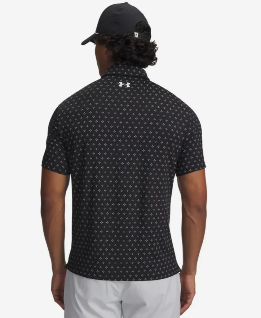 Under Armour Mens Golf Polo | Playoff 3.0 Printed Polo | Black..webp