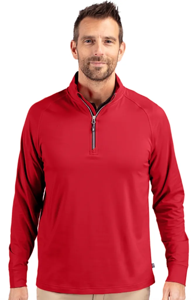 Cutter and Buck Mens Golf Pullover | Adapt Eco | Quarter Zip | Red.webp