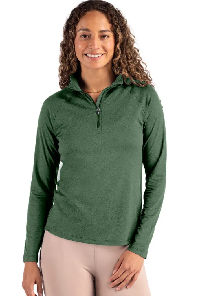 Cutter and Buck Womens Golf Pullover | Adapt Eco | Quarter Zip | Hunter Green.webp