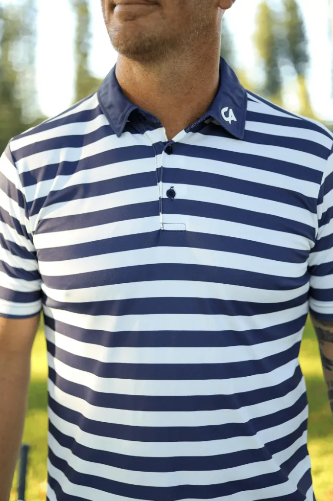 Custom Apparel Mens Golf Shirt | Striped | Navy.webp