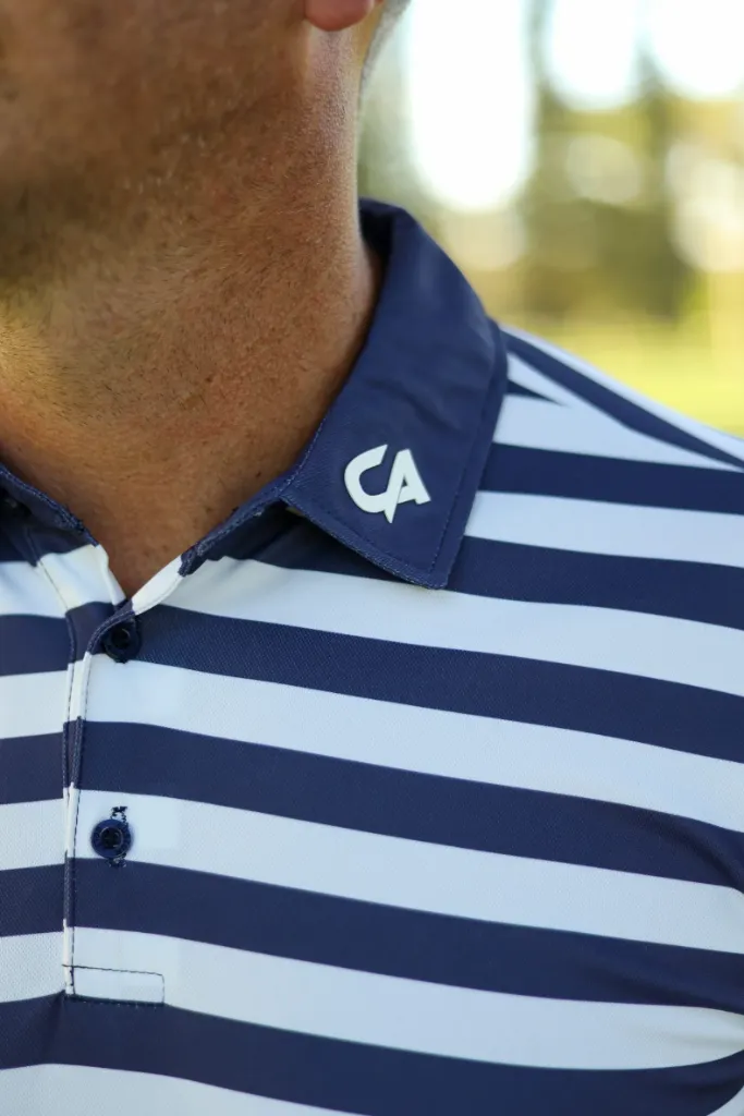 Custom Apparel Mens Golf Shirt | Striped | Navy...webp
